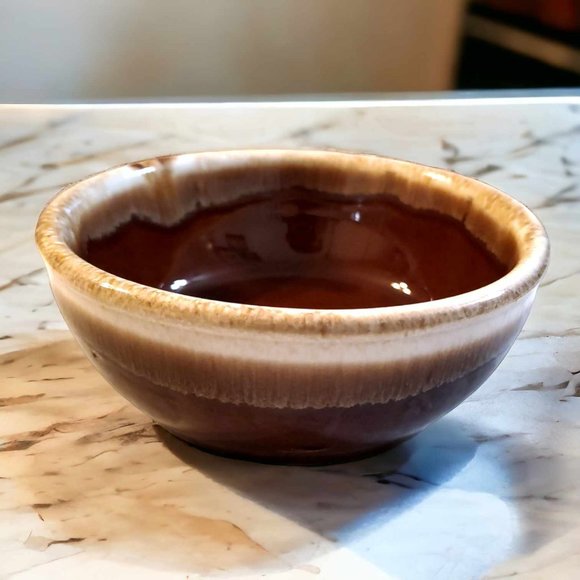 VINTAGE Hull Set of Four (4) 5" Brown Drip Bowls Ovenproof ~ Made in the USA - Picture 2 of 5